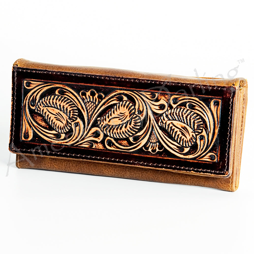 American Darling Wallet Hand Tooled Genuine Leather Women Bag Western Handbag Purse
