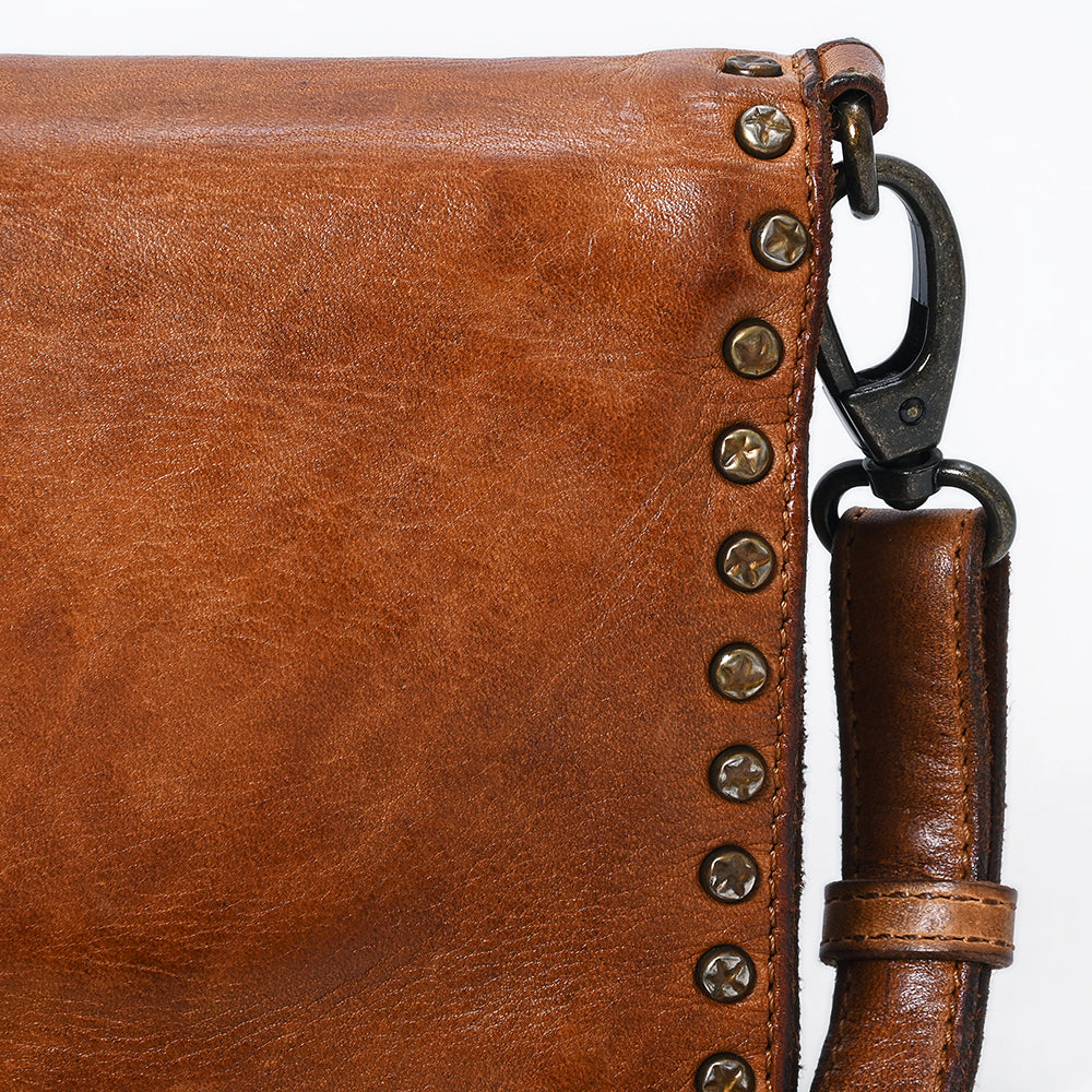 Spaghetti Western Swc193Tan Organiser Vintage Handmade Drum Dyed Genuine European Cowhide Leather Women Bag Western Handbag Purse