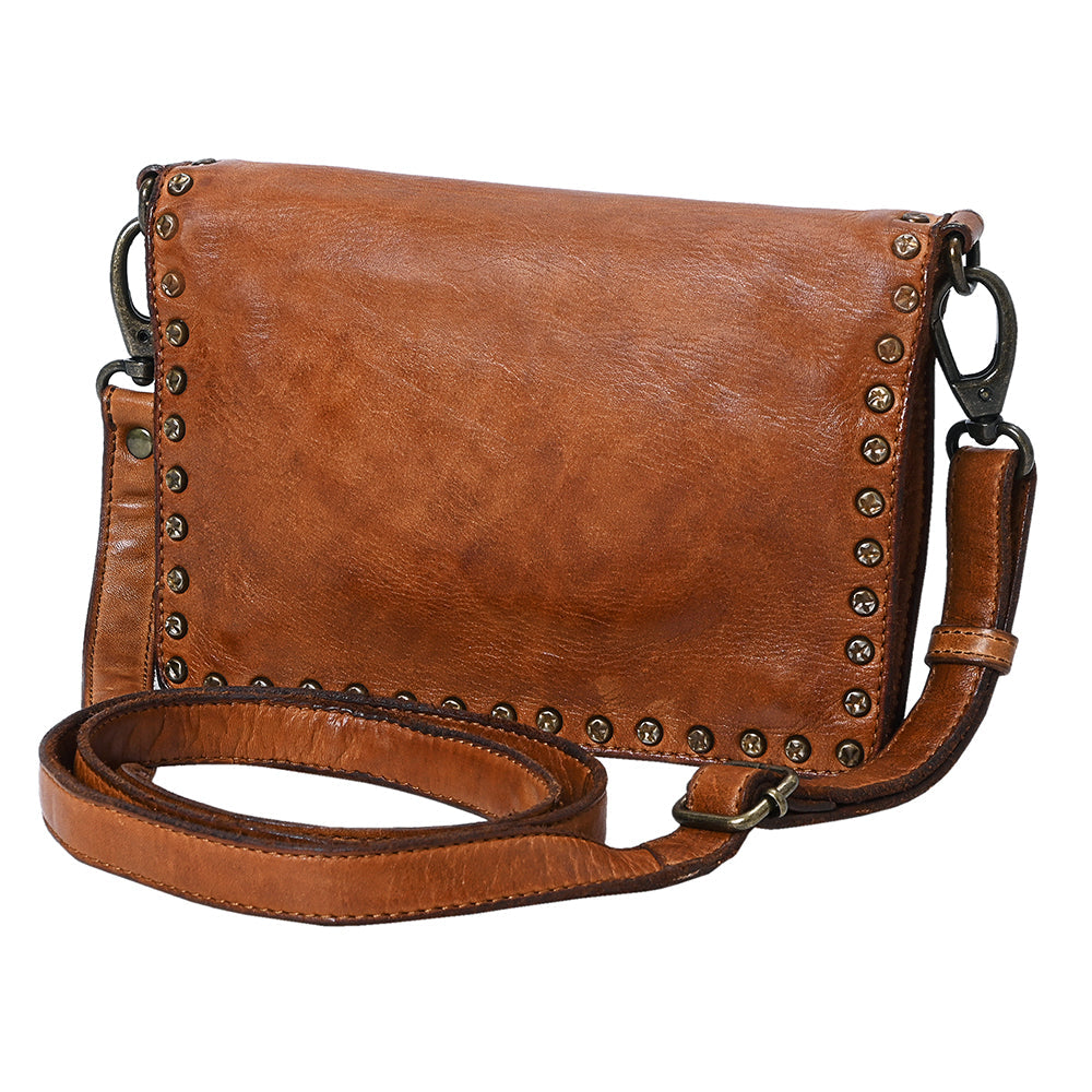 Spaghetti Western Swc193Tan Organiser Vintage Handmade Drum Dyed Genuine European Cowhide Leather Women Bag Western Handbag Purse