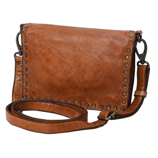 Spaghetti Western Swc193Tan Organiser Vintage Handmade Drum Dyed Genuine European Cowhide Leather Women Bag Western Handbag Purse