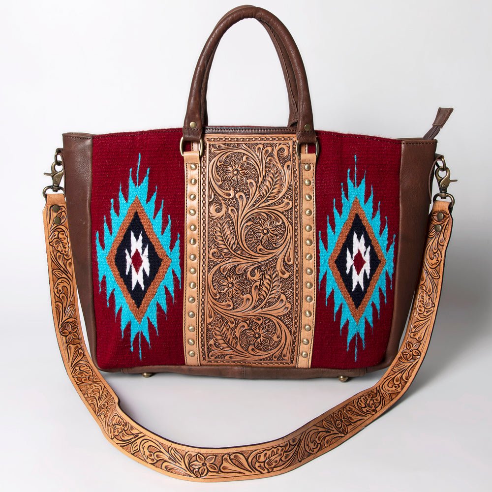 American Darling Briefcase Hand Tooled Saddle Blanket Genuine Leather Women Bag Western Handbag Purse