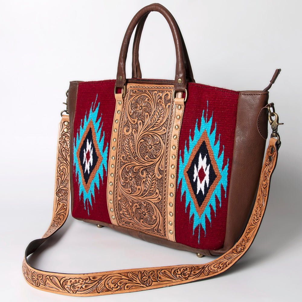 American Darling Briefcase Hand Tooled Saddle Blanket Genuine Leather Women Bag Western Handbag Purse
