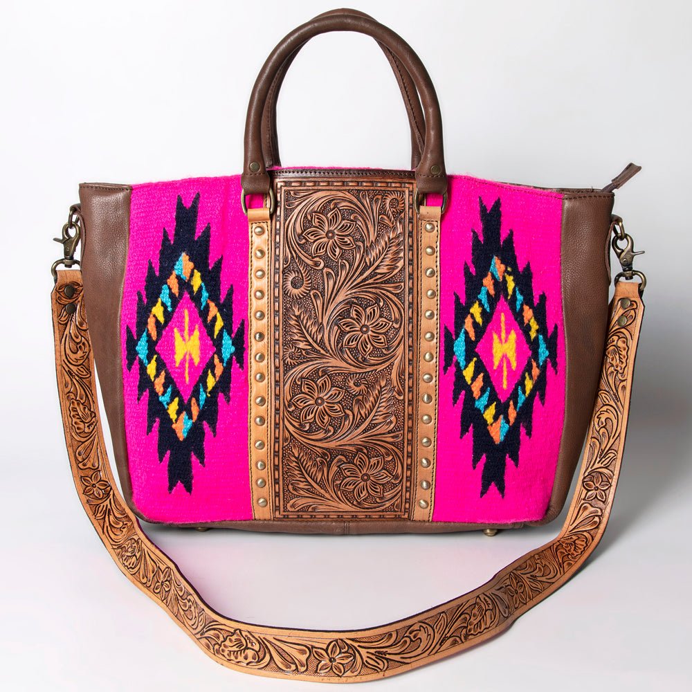 American Darling Briefcase Hand Tooled Saddle Blanket Genuine Leather Women Bag Western Handbag Purse