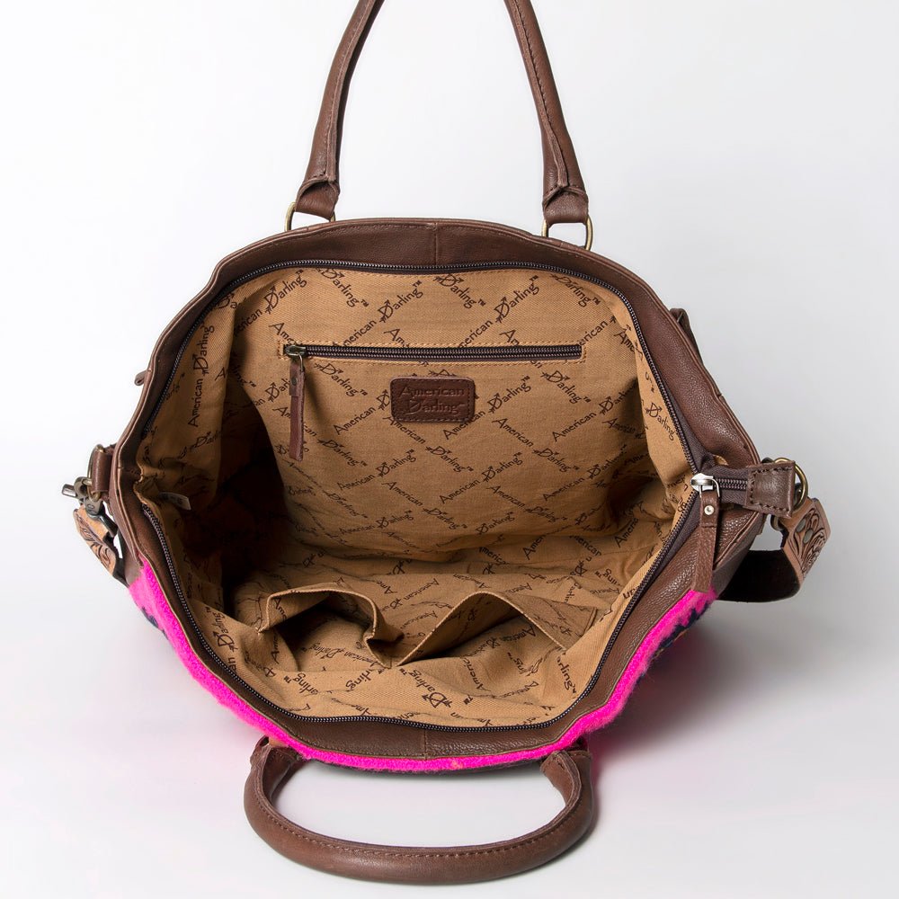 American Darling Briefcase Hand Tooled Saddle Blanket Genuine Leather Women Bag Western Handbag Purse