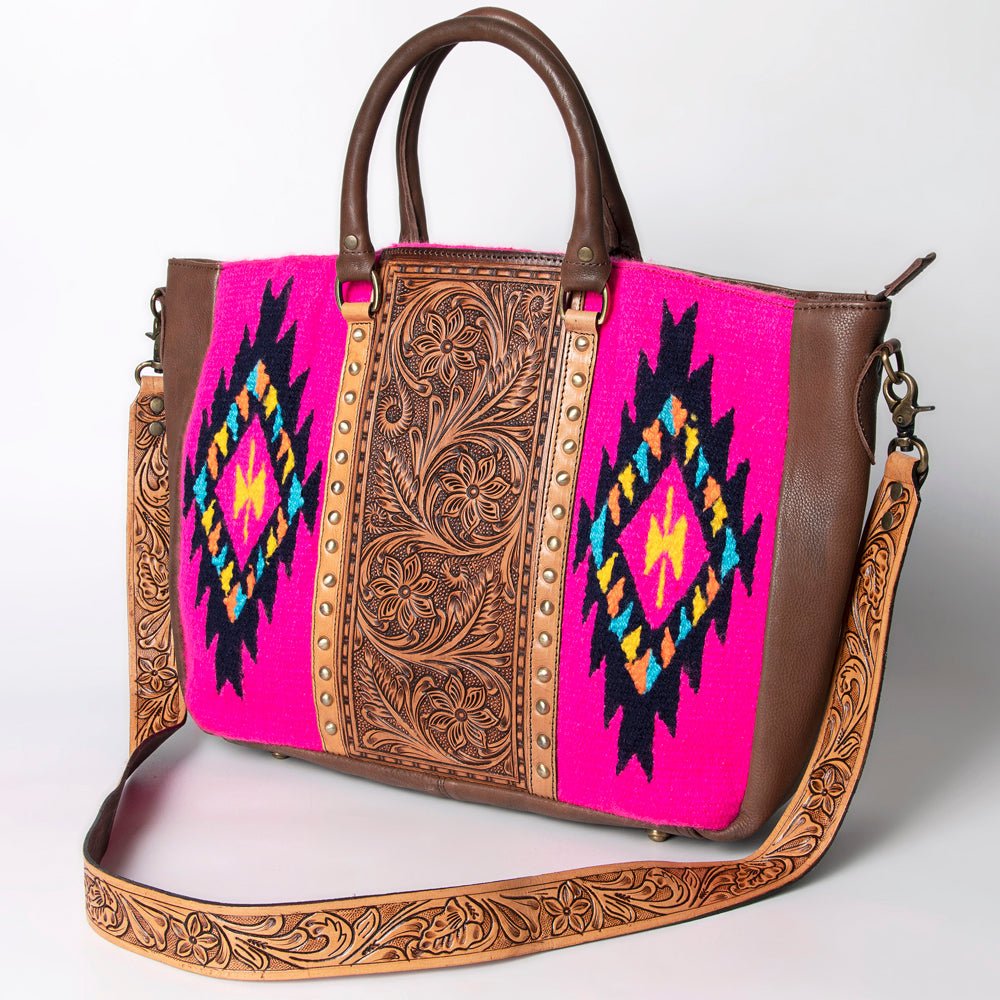 American Darling Briefcase Hand Tooled Saddle Blanket Genuine Leather Women Bag Western Handbag Purse