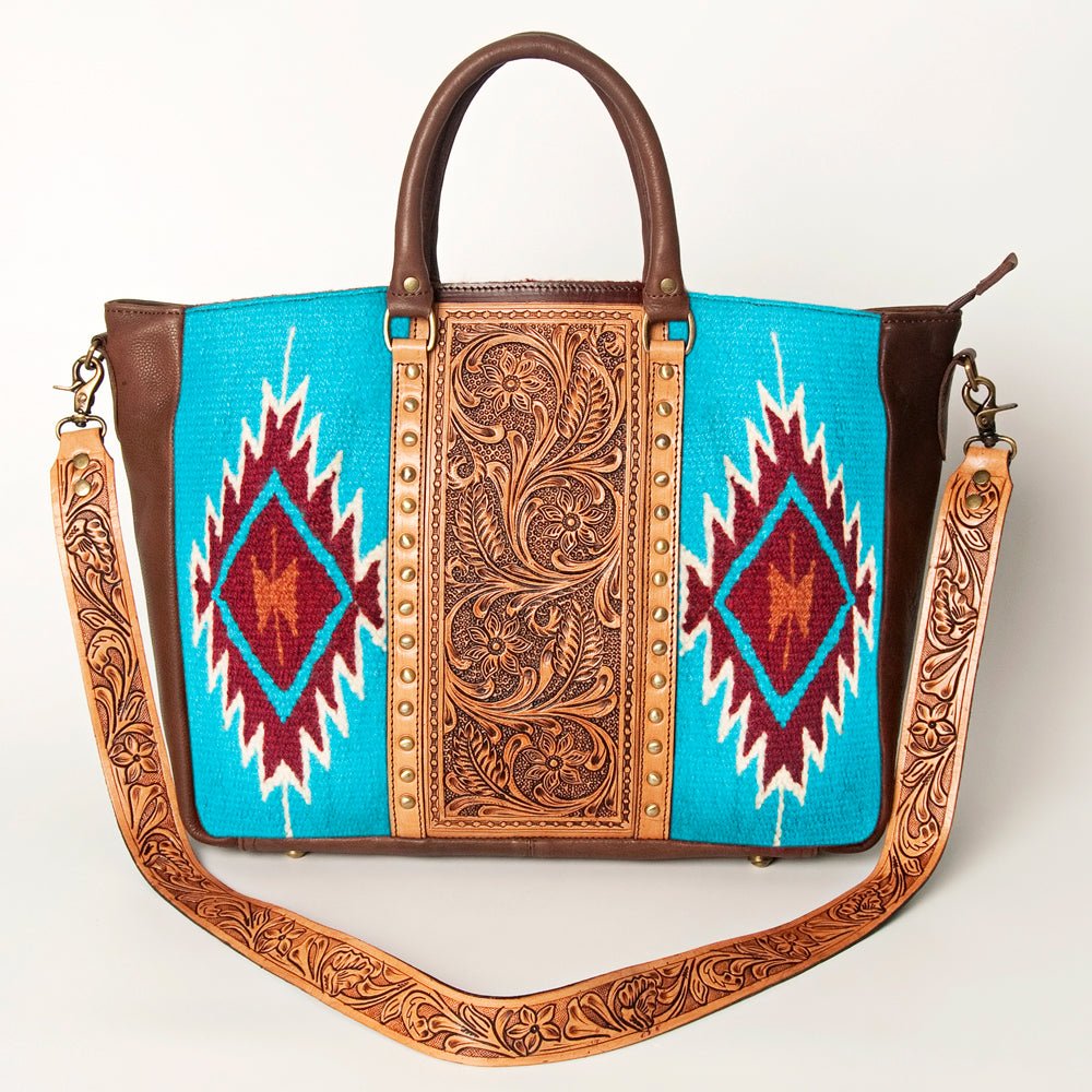 American Darling Briefcase Hand Tooled Saddle Blanket Genuine Leather Women Bag Western Handbag Purse