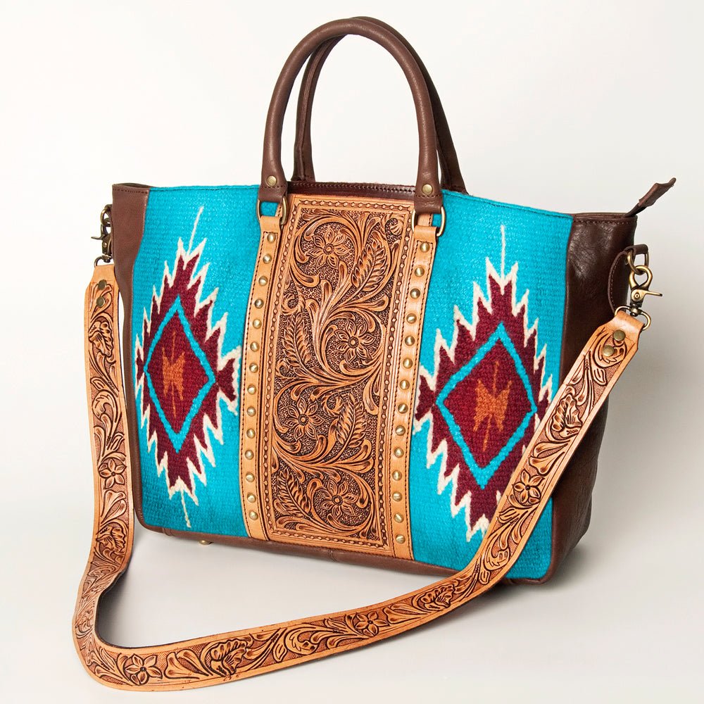 American Darling Briefcase Hand Tooled Saddle Blanket Genuine Leather Women Bag Western Handbag Purse