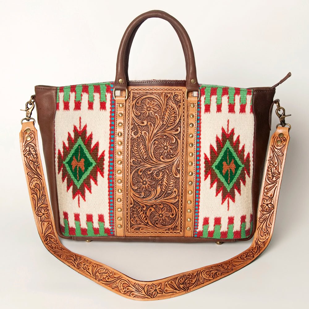 American Darling Briefcase Hand Tooled Saddle Blanket Genuine Leather Women Bag Western Handbag Purse