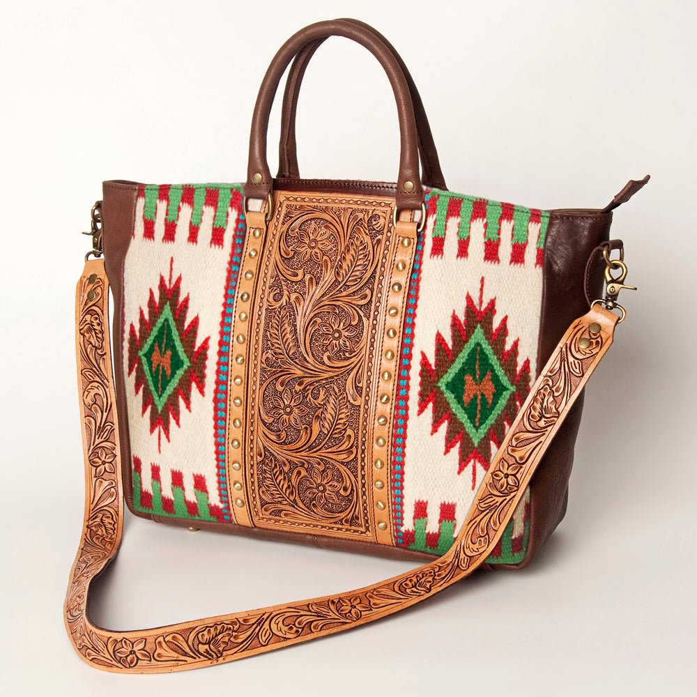 American Darling Briefcase Hand Tooled Saddle Blanket Genuine Leather Women Bag Western Handbag Purse