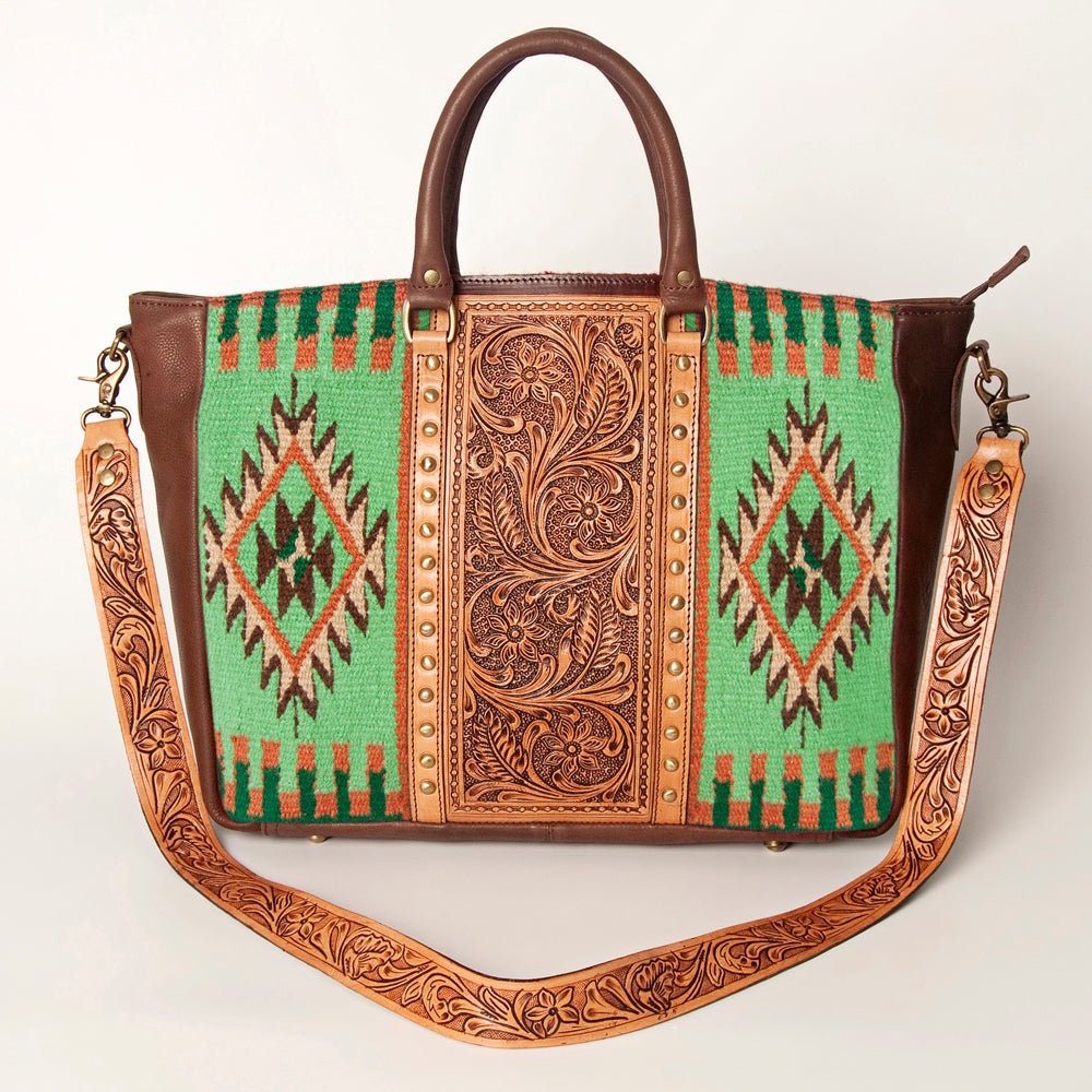 American Darling Briefcase Hand Tooled Saddle Blanket Genuine Leather Women Bag Western Handbag Purse