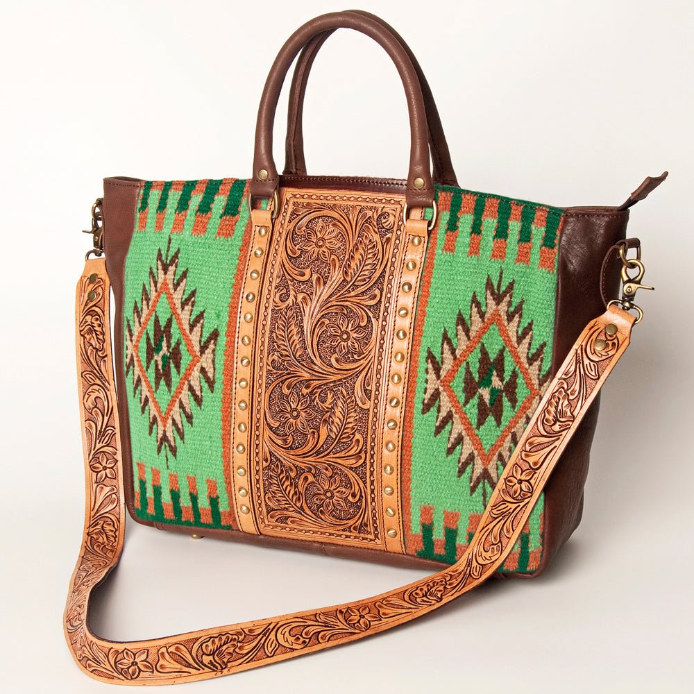 American Darling Briefcase Hand Tooled Saddle Blanket Genuine Leather Women Bag Western Handbag Purse