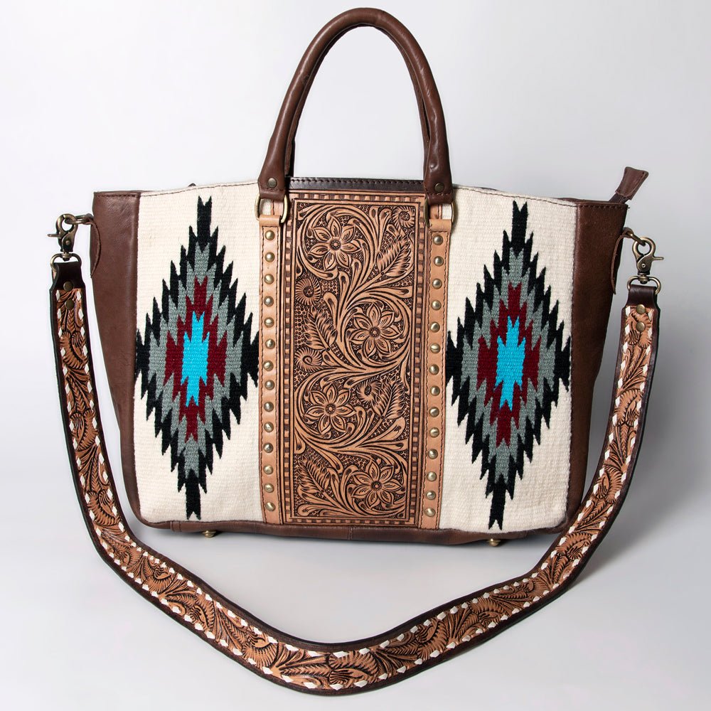 American Darling Briefcase Hand Tooled Saddle Blanket Genuine Leather Women Bag Western Handbag Purse