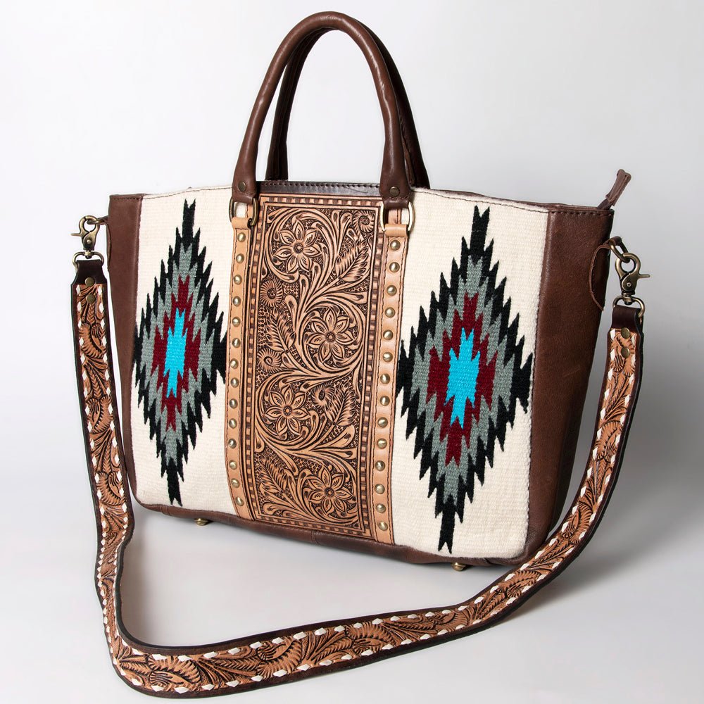 American Darling Briefcase Hand Tooled Saddle Blanket Genuine Leather Women Bag Western Handbag Purse