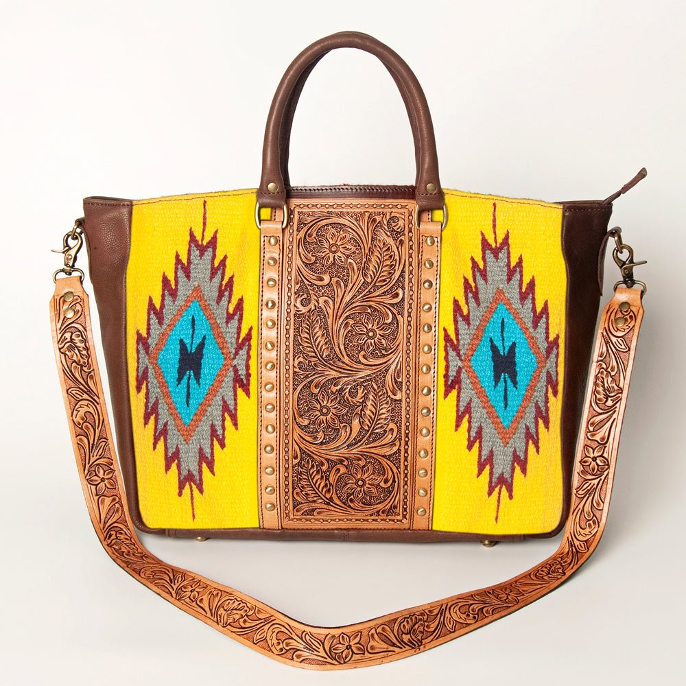 American Darling Briefcase Hand Tooled Saddle Blanket Genuine Leather Women Bag Western Handbag Purse