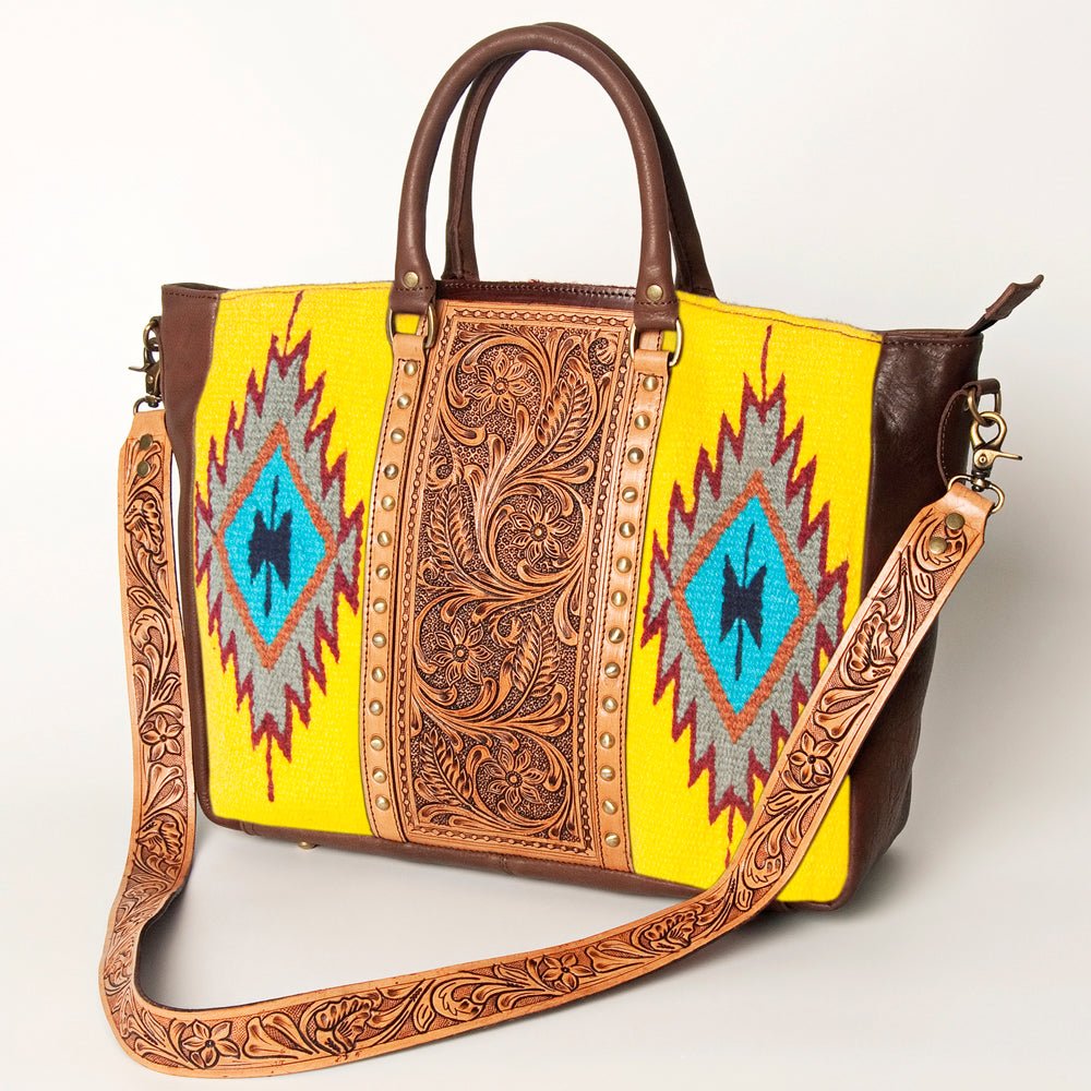 American Darling Briefcase Hand Tooled Saddle Blanket Genuine Leather Women Bag Western Handbag Purse