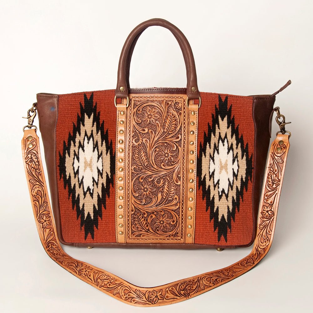 American Darling Briefcase Hand Tooled Saddle Blanket Genuine Leather Women Bag Western Handbag Purse