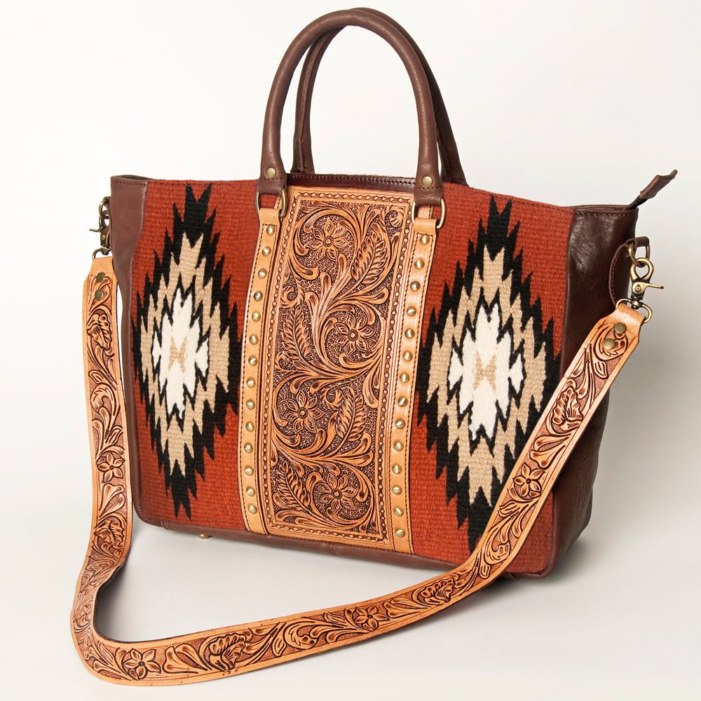 American Darling Briefcase Hand Tooled Saddle Blanket Genuine Leather Women Bag Western Handbag Purse
