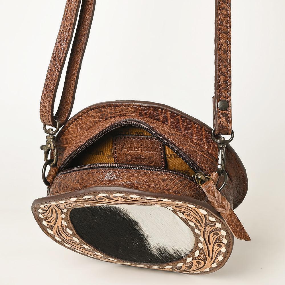 ADBGZ389A American Darling Hand Tooled Hair On Genuine Leather Women Bag Western Handbag Purse