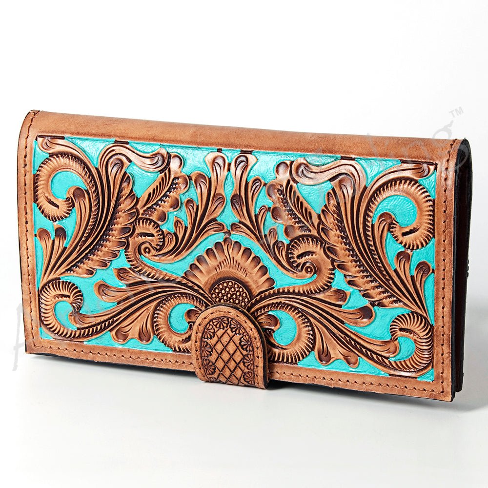 American Darling Wallet Hand Tooled Genuine Leather Women Bag Western Handbag Purse