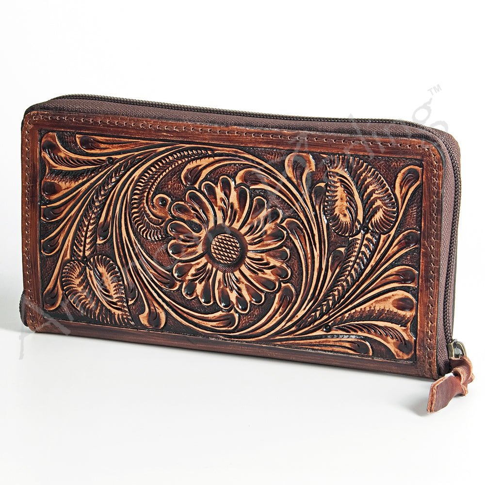American Darling Wallet Hand Tooled Genuine Leather Women Bag Western Handbag Purse
