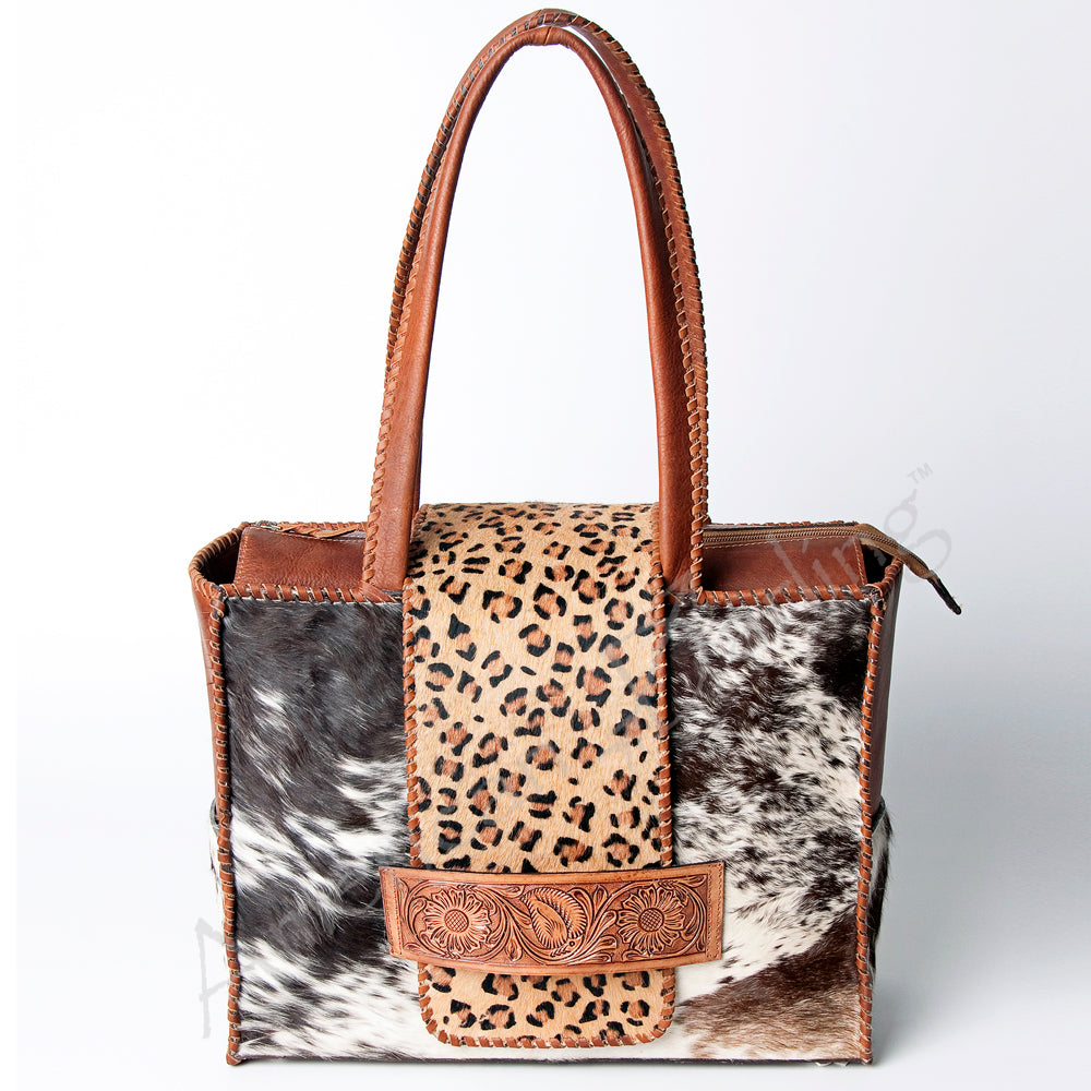 American Darling ADBGZ463 Tote Hand Tooled Hair-On Genuine Leather Women Bag Western Handbag Purse