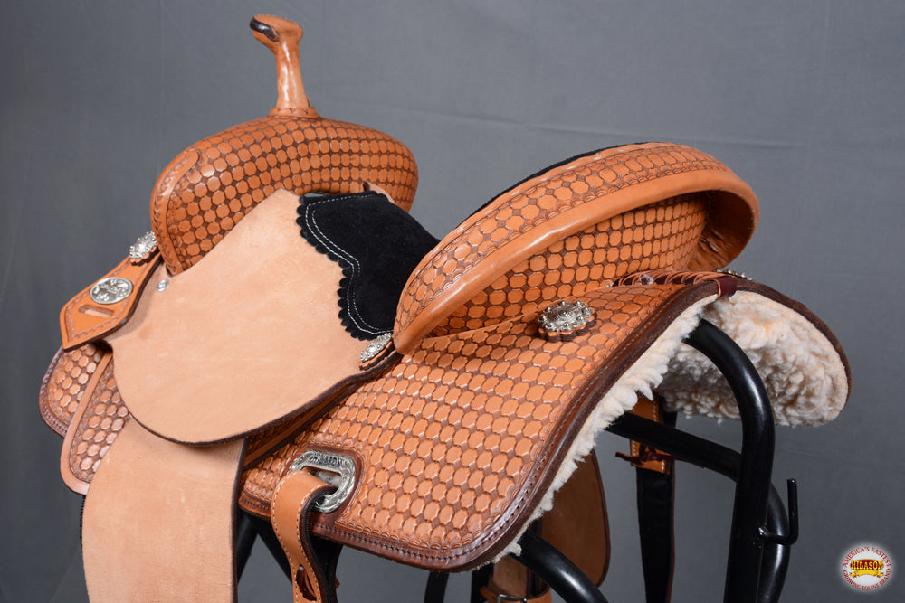 Hilason Western Horse Ranch Roping Saddle American Leather Hilason Tan pleasure endurance