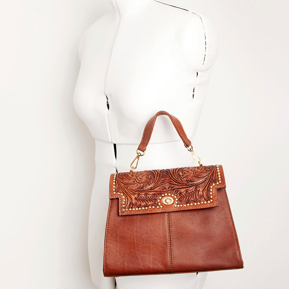 American Darling ADBGI176A Briefcase Hand Tooled Genuine Leather women bag western handbag purse