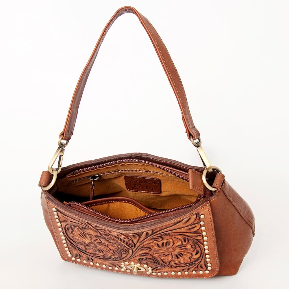 American Darling Hobo Hand Tooled Hair On Genuine Leather Women Bag Western Handbag Purse
