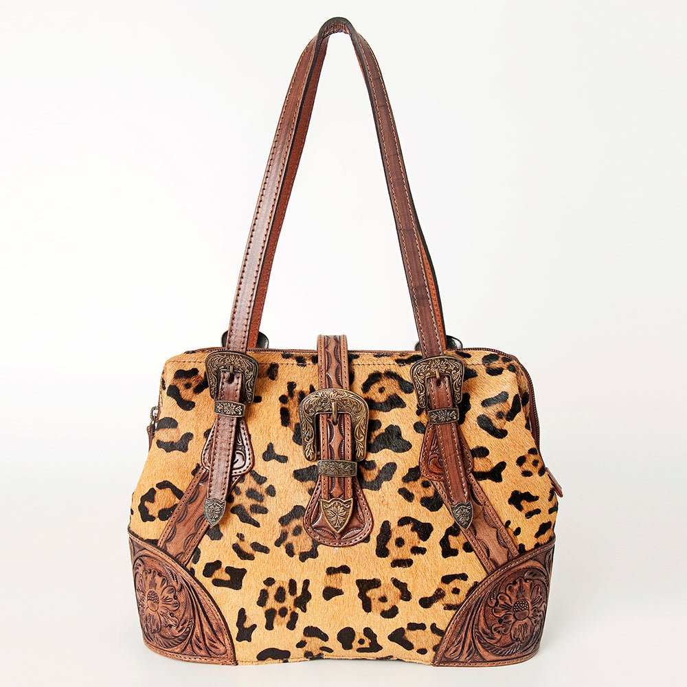 American Darling Tote Hand Tooled Hair On Genuine Leather Women Bag Western Handbag Purse