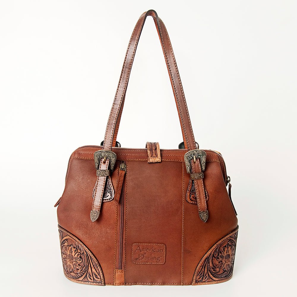 American Darling Tote Hand Tooled Hair On Genuine Leather Women Bag Western Handbag Purse