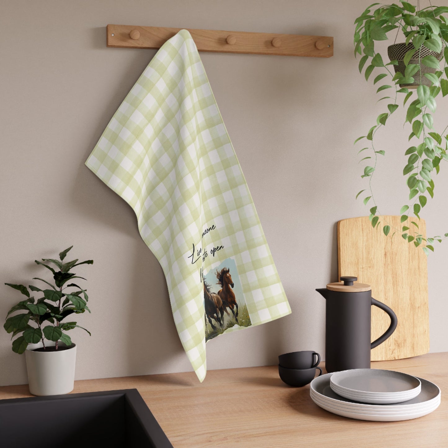 Rustic Horse Tea Towels, Farmhouse Kitchen Decor, Gift for Horse Lovers, Country Home, Eco-Friendly Cotton Towels