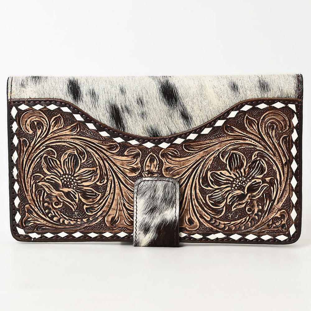 American Darling Wallet Hand Tooled Hair On Genuine Leather Western Women Bag | Handbag Purse Wristlet Travel Clutch