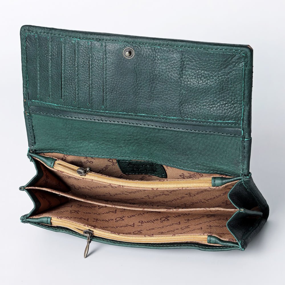 American Darling Wallet Hand Tooled Genuine Leather Women Bag Western Handbag Purse