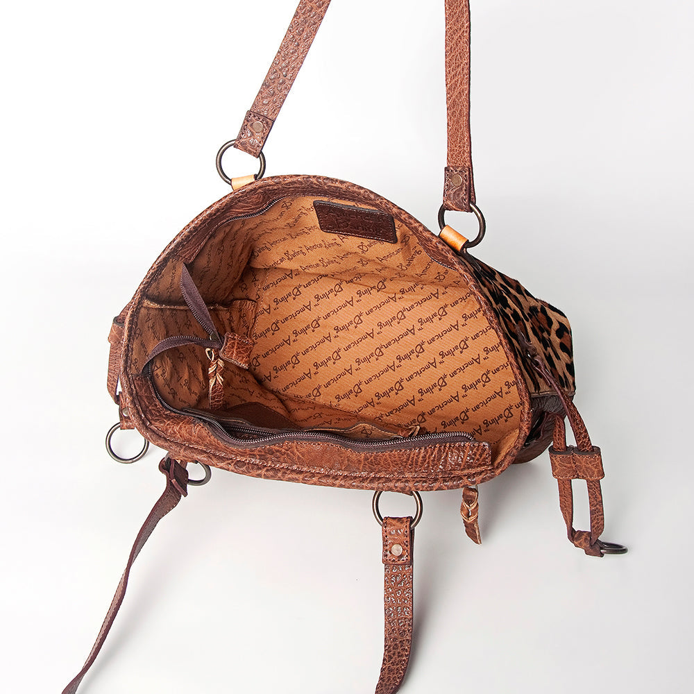 American Darling ADBGZ313B Tote Hand Tooled Hair On Genuine Leather women bag western handbag purse
