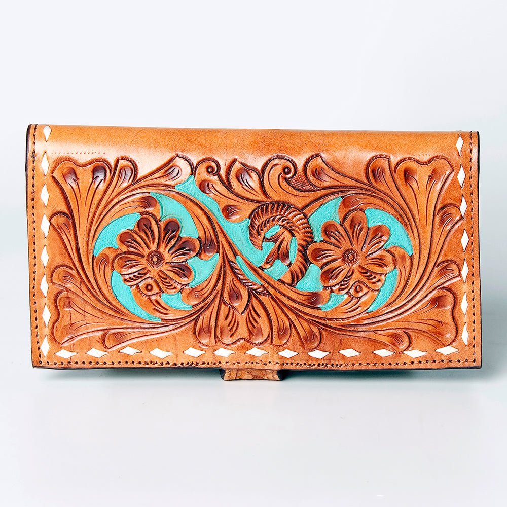 American Darling Wallet Hand Tooled Genuine Leather Women Bag Western Handbag Purse