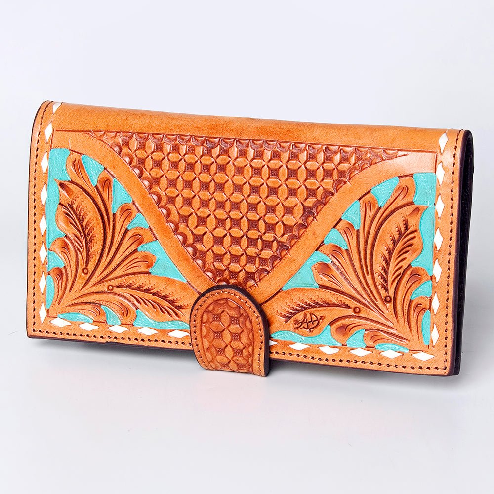 American Darling Wallet Hand Tooled Genuine Leather Women Bag Western Handbag Purse