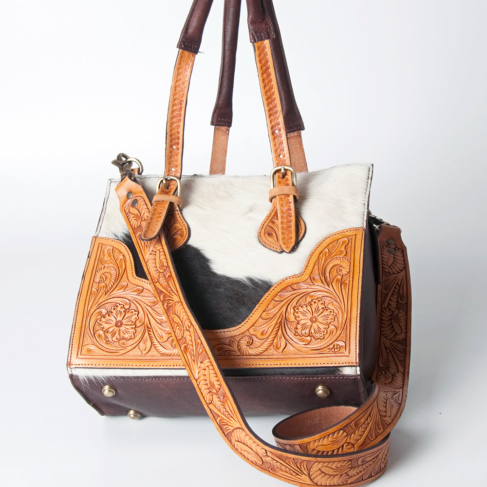 American Darling ADBGZ461B Tote Hand Tooled Hair On Genuine Leather women bag western handbag purse