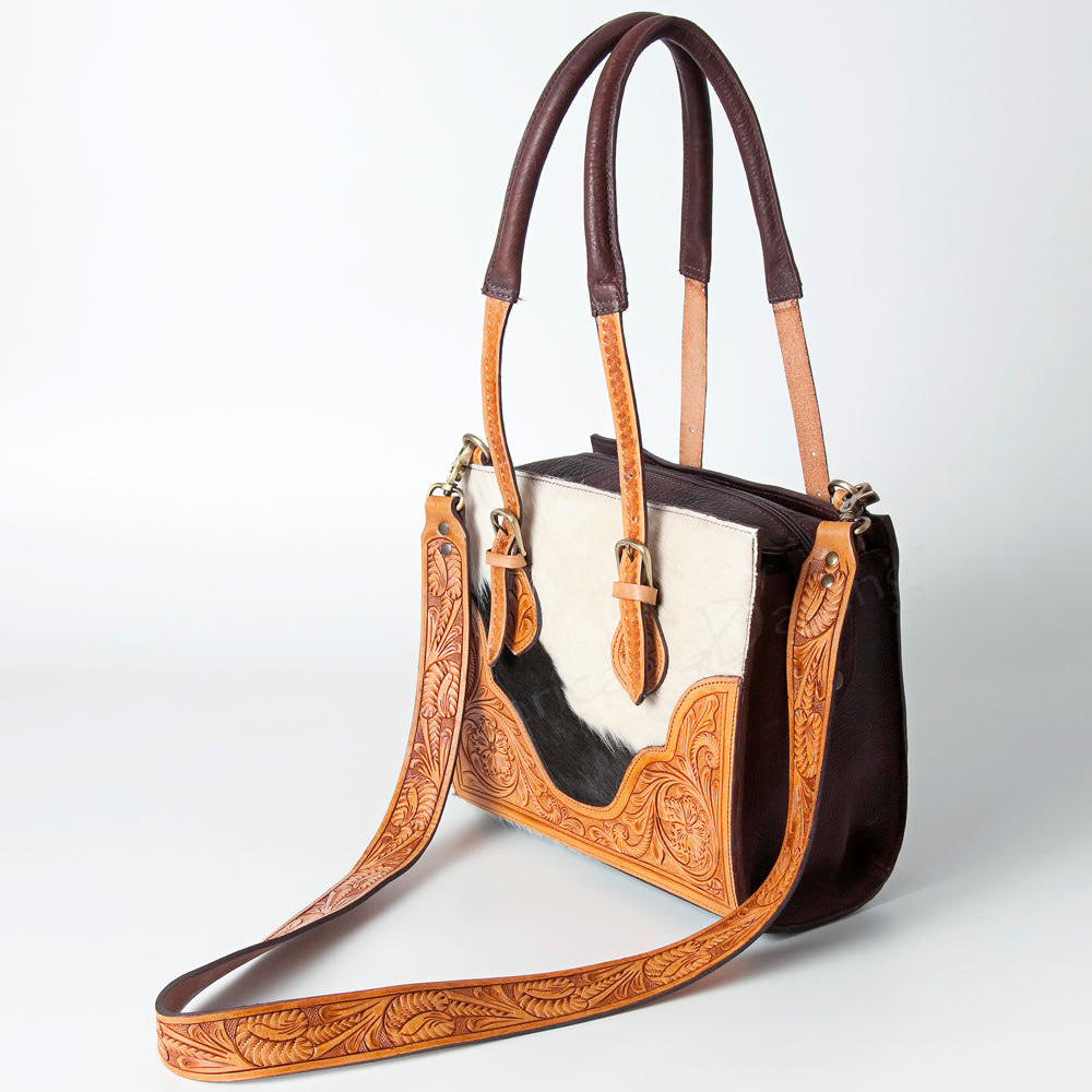 American Darling ADBGZ461B Tote Hand Tooled Hair On Genuine Leather women bag western handbag purse