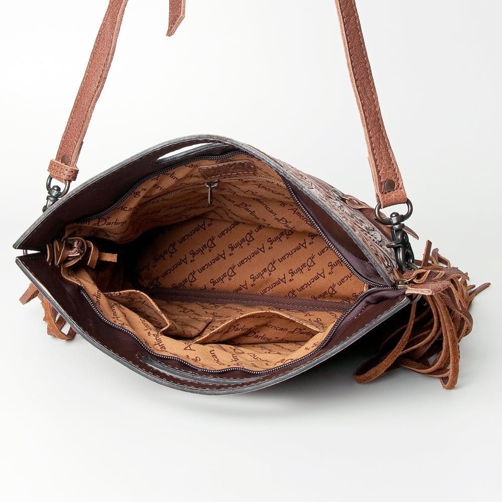 American Darling Clutch Hand Tooled Saddle Blanket Fabric Genuine Leather Western Women Bag Handbag Purse | Purses for Cute