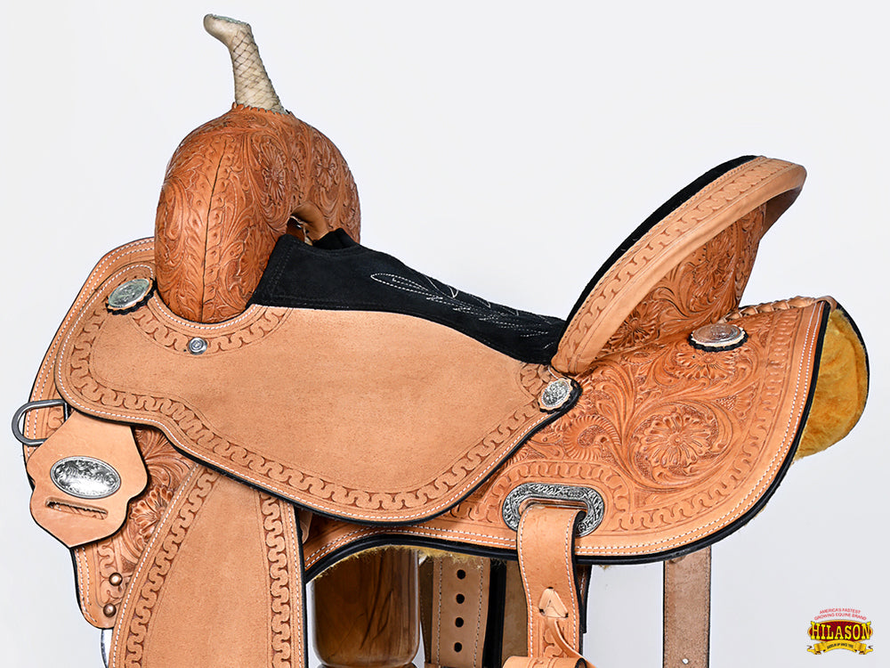 Hilason Western Horse Barrel Racing Trail American Leather Saddle Tan Tack