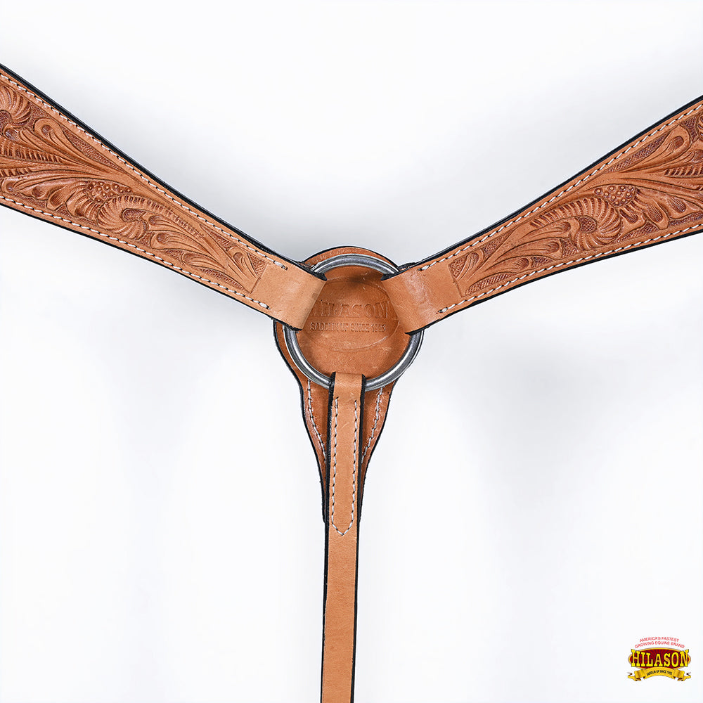 Hilason Western Horse Floral Headstall Breast Collar American Leather Tack Set