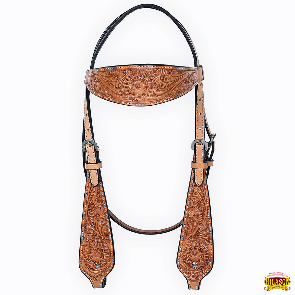 Hilason Western Horse Floral Headstall Breast Collar American Leather Tack Set