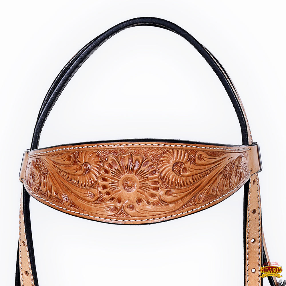 Hilason Western Horse Floral Headstall Breast Collar American Leather Tack Set