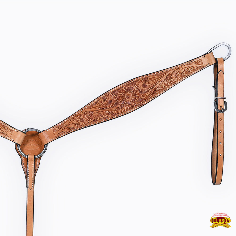 Hilason Western Horse Floral Headstall Breast Collar American Leather Tack Set