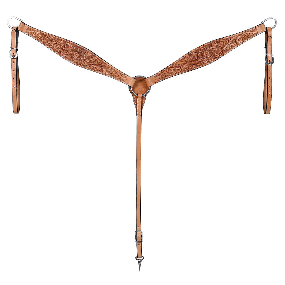 Hilason Western Horse Floral Headstall Breast Collar American Leather Tack Set