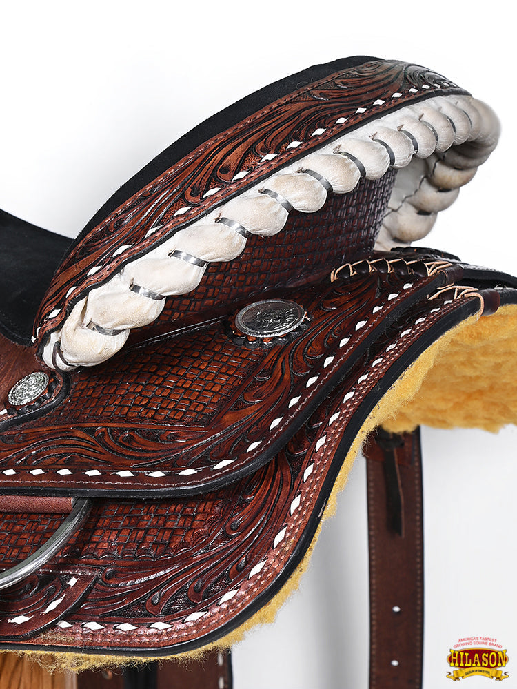 Hilason Western Horse Barrel Racing Trail American Leather Saddle Dark Brown Tack