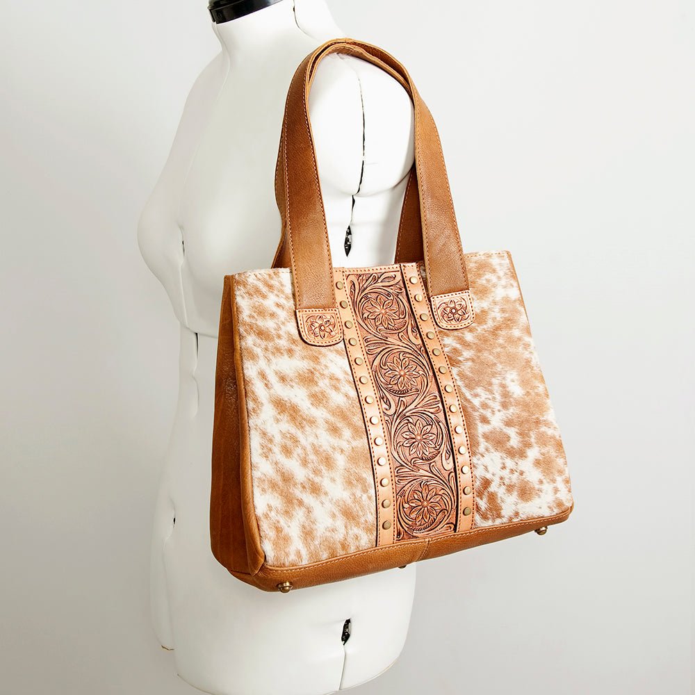 American Darling Tote Hand Tooled Hair On Genuine Leather women bag western handbag purse