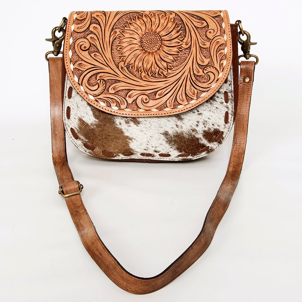 American Darling Messenger Hand Tooled Hair On Genuine Leather women bag western handbag purse