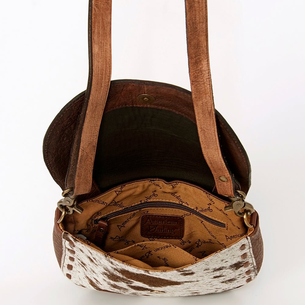 American Darling Messenger Hand Tooled Hair On Genuine Leather women bag western handbag purse