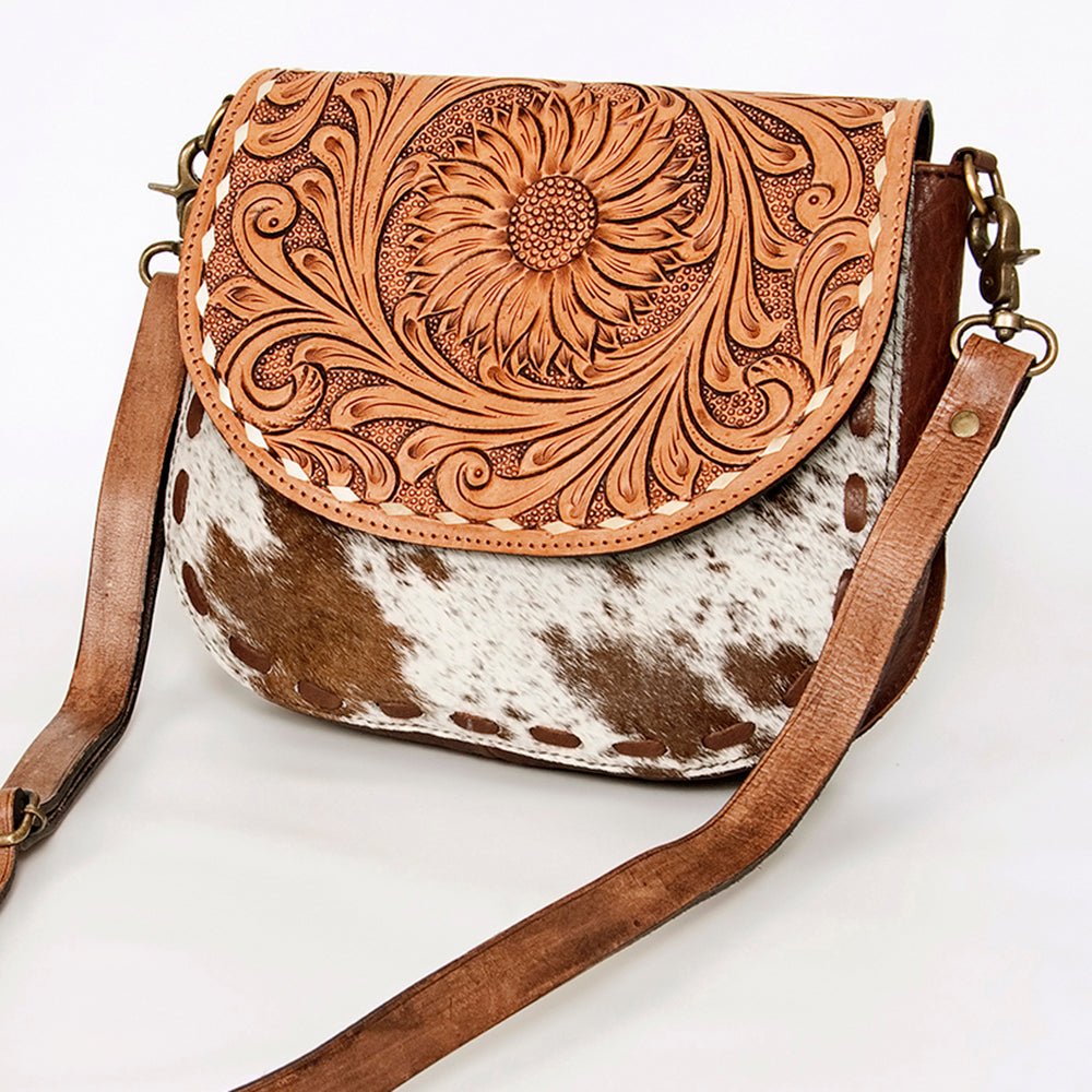 American Darling Messenger Hand Tooled Hair On Genuine Leather women bag western handbag purse